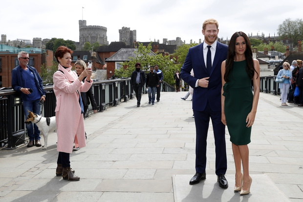Woskowe figury ksi?cia Harrego i Meghan Merkle w Windsorze