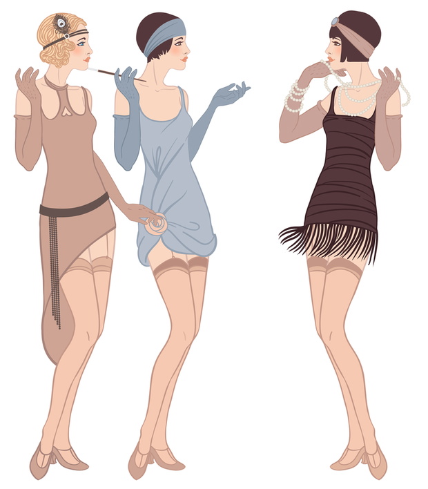 Flapper girl: Retro party invitation design.