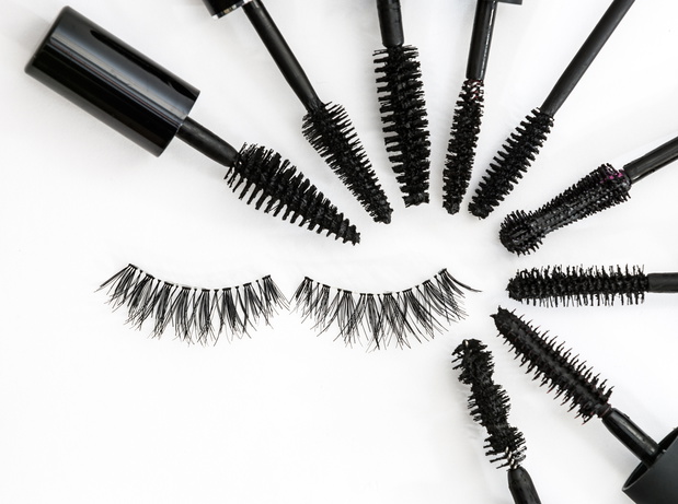 collection of a mascara brushes on white background. each one is shot separately