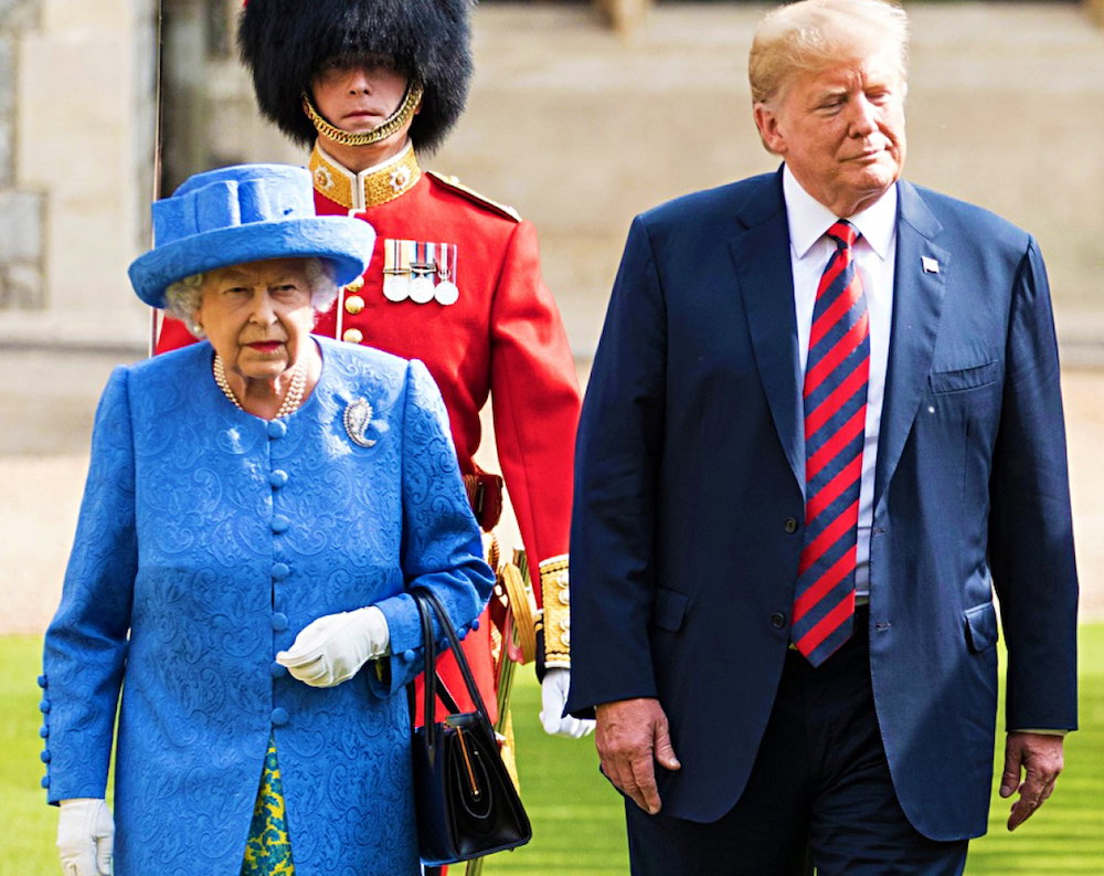 królowa Elżbieta II podczas wizyty Donalda Trumpa