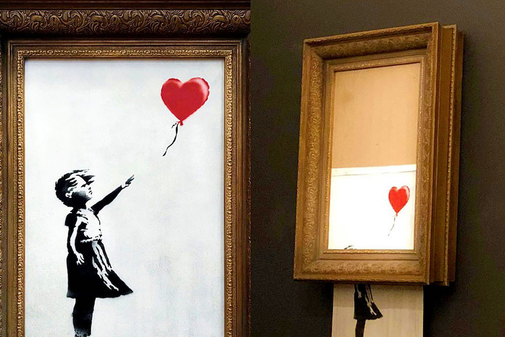 przedana za milion funtów praca Banksy’ego uległa samozniszczeniu tuż po licytacji!