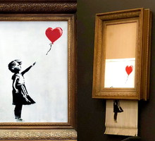 przedana za milion funtów praca Banksy’ego uległa samozniszczeniu tuż po licytacji!