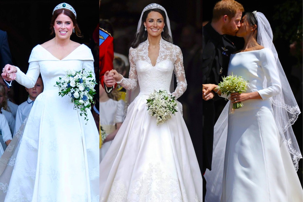 Porównujemy suknie ślubne księżniczki Eugenii, księżnej Kate i księżnej Meghan