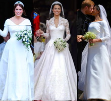 Porównujemy suknie ślubne księżniczki Eugenii, księżnej Kate i księżnej Meghan