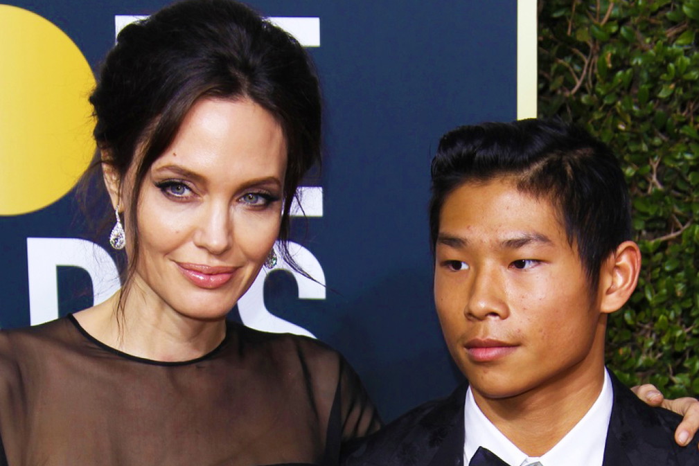 Angelina Jolie i Pax Thien Jolie-Pitt w trakcie Złotych Globów 2018