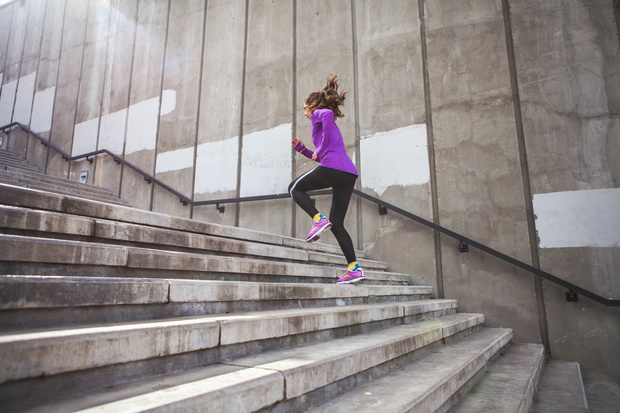 young sporty woman running