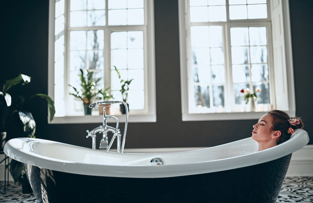 Woman in bathroom