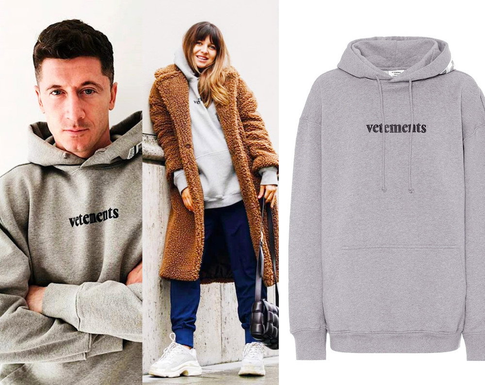 Anna i Robert Lewandowscy w tej samej szarej bluzie Vetements