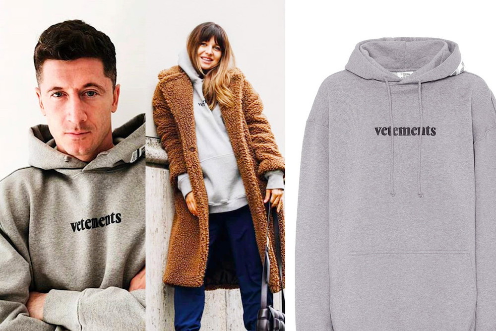 Anna i Robert Lewandowscy w tej samej szarej bluzie Vetements