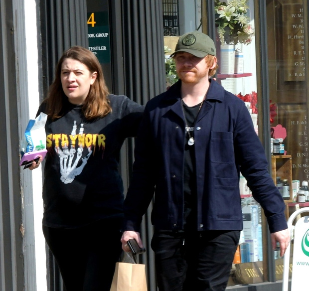 *EXCLUSIVE* Harry Potter actor Rupert Grint and partner Georgia Groome pictured out stocking up on some supplies during the Coronavirus lockdown in London.