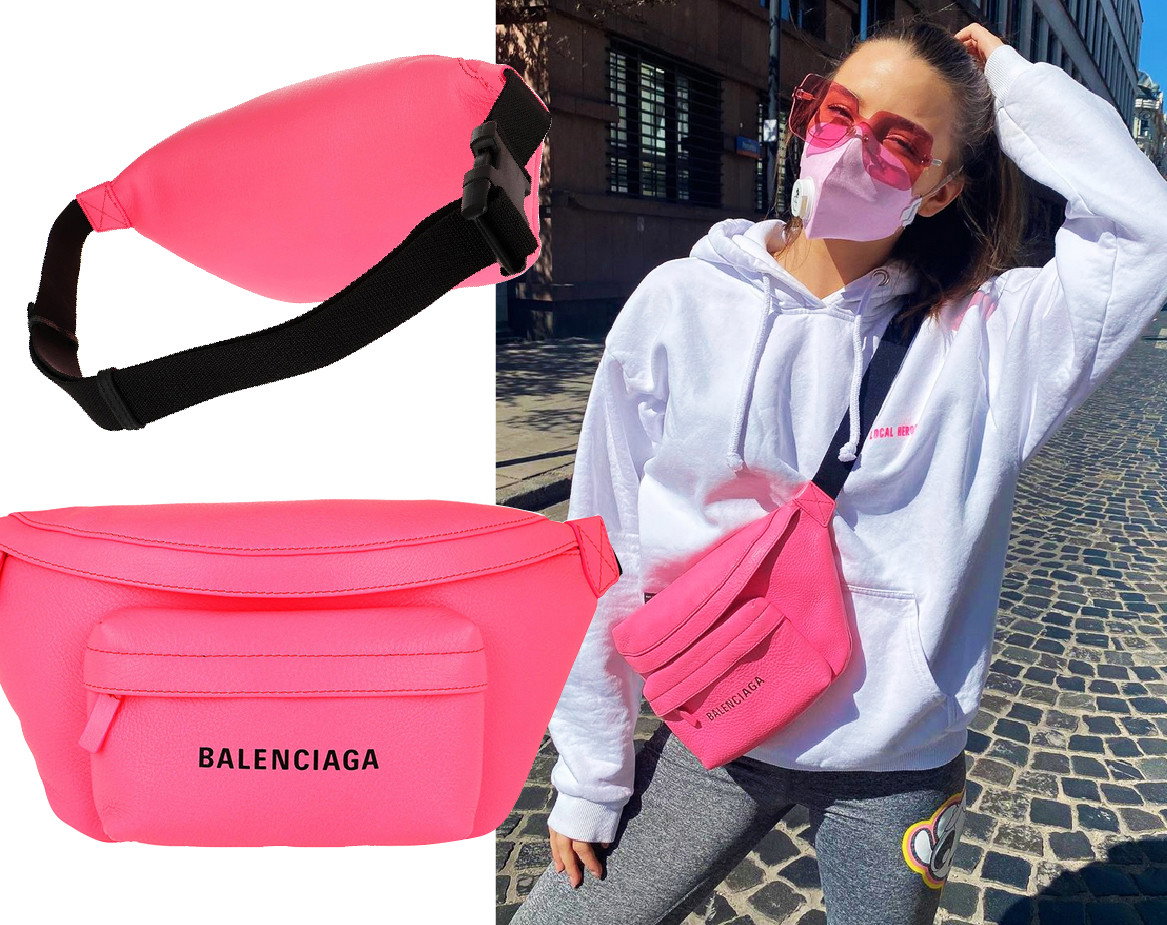 Julia Wieniawa w modną różową nerką torbą Balenciaga