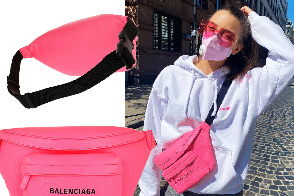 Julia Wieniawa w modną różową nerką torbą Balenciaga