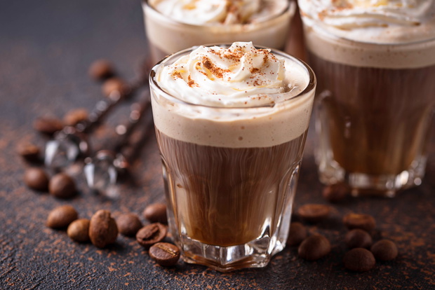 Coffee latte with whipped cream