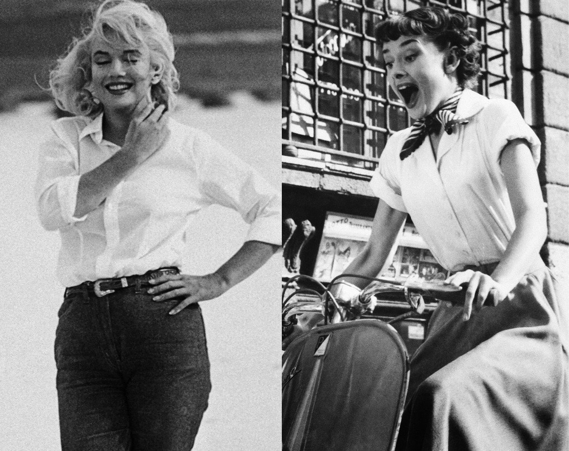 historia-bialej-damskiej-koszuli-Marylin-Monroe-Audrey-Hepburn