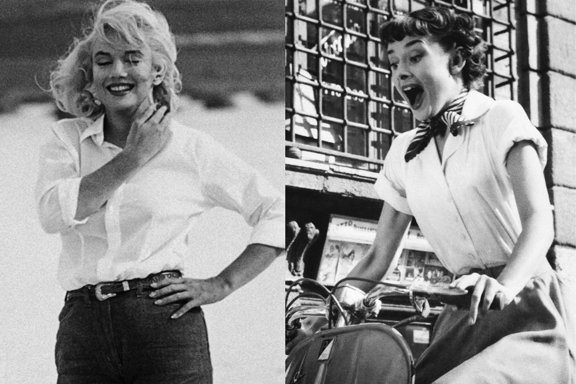 historia-bialej-damskiej-koszuli-Marylin-Monroe-Audrey-Hepburn