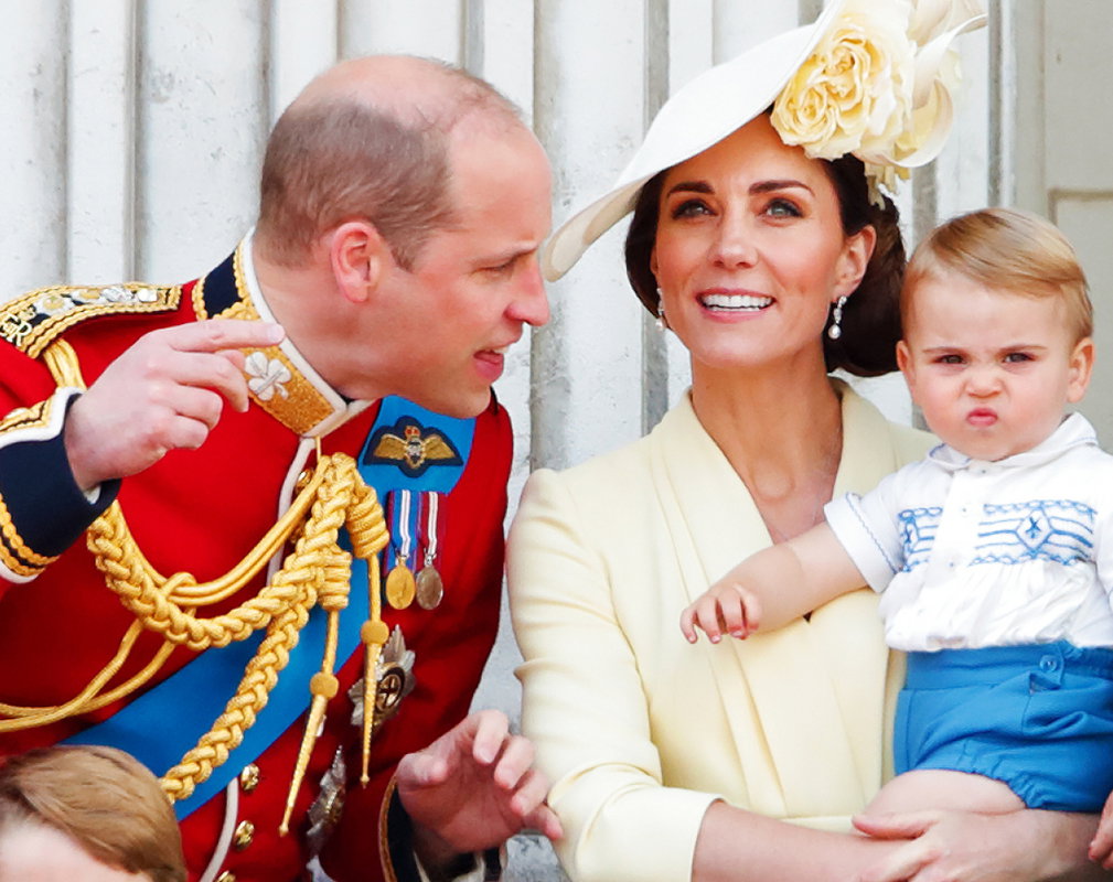 Książę Louis, księżna Kate, książę William