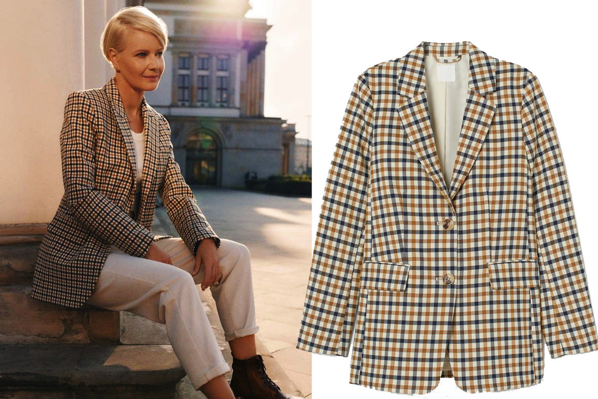 trendy-jesien-zima-2020-malgorzata-kozuchowska-w-marynarce-w-krate-z-hm-kupisz-ja-na-wyprzedazy