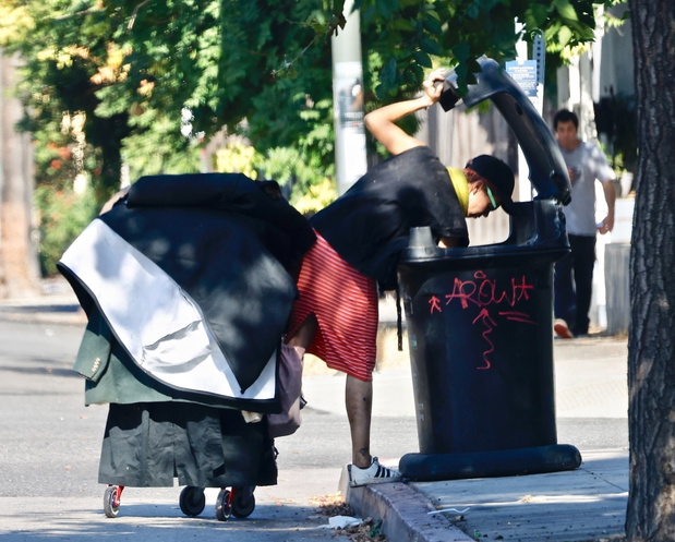 *EXCLUSIVE* Homeless former model and Jeremy Jackson ex, star Loni Willison appears happy during scavenging mission.