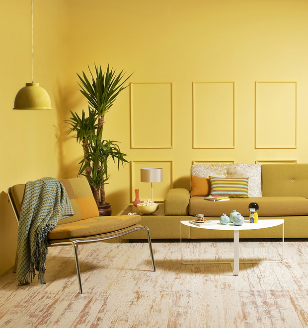 yellow wall modern interior style
