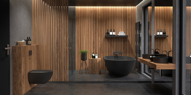 Bad, Badezimmer, modern, freistehende Badewanne