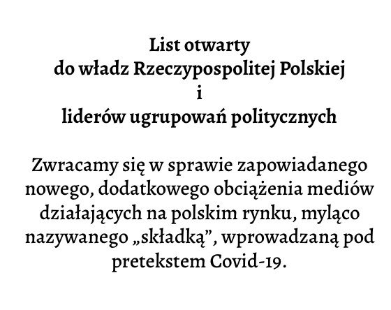 List otwarty do mediów