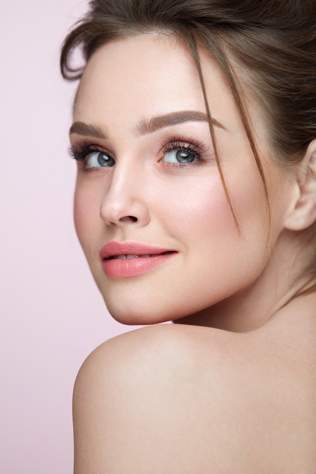 Beauty Woman Face. Beautiful Sexy Female With Makeup, Hairstyle