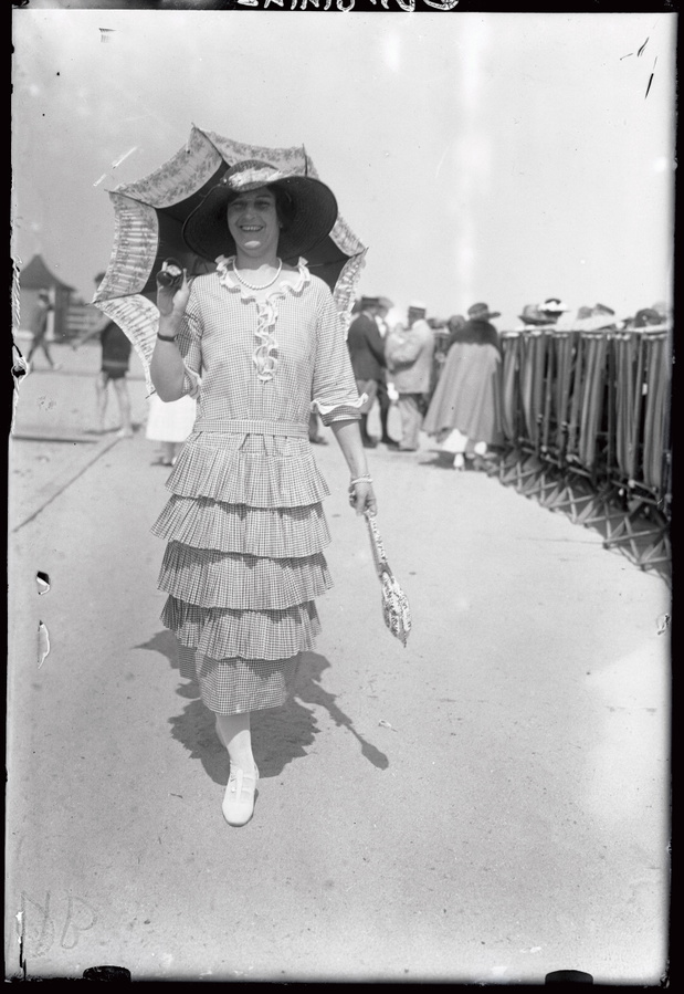 Mrs. Cobina Wright Walking Down Boardwalk