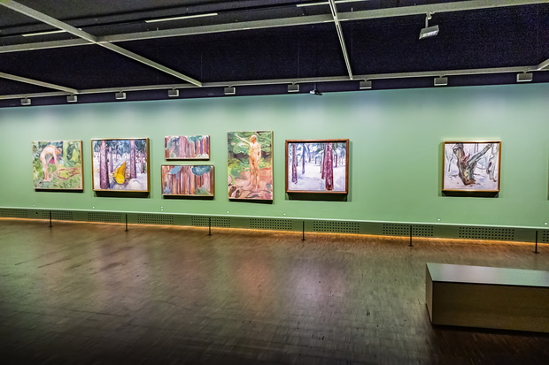 Interior of Oslo Munch museum. Norway, it has a large collection of the world famous painters work. OSLO, NORWAY. June 14, 2017.