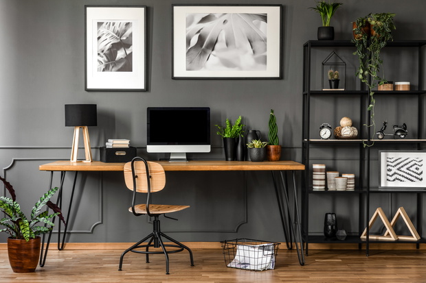 Posters in natural home office