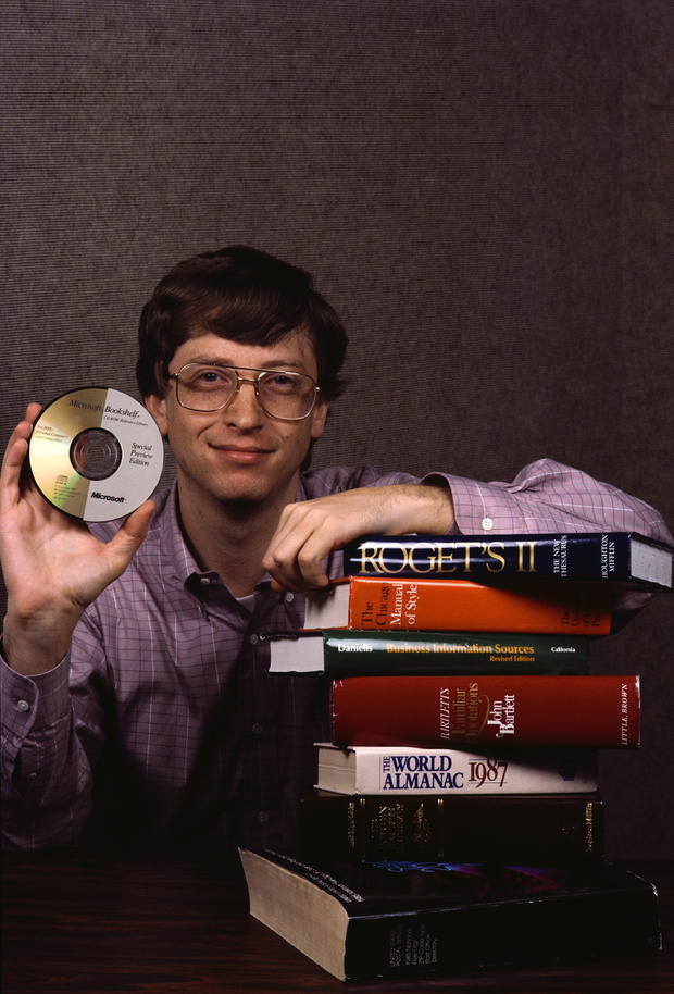 Microsoft Co-founder Bill Gates Holding a CD-ROM