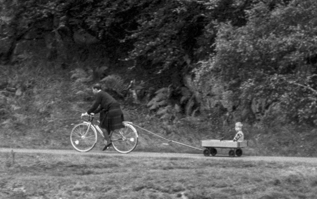 Prince Charles and Prince Harry cycling, near Balmoral Castle, Scotland