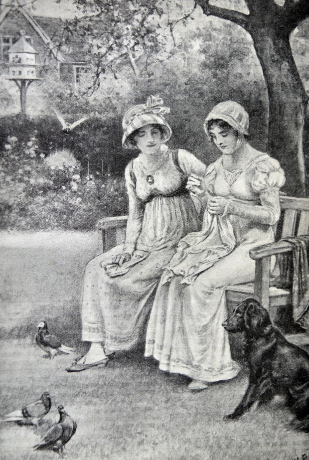 Engraving of Jane Austen and her sister Cassandra