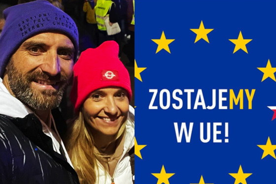 Maciej Dowbor, Joanna Koroniewska, protest, zostajemy w Unii Europejskiej