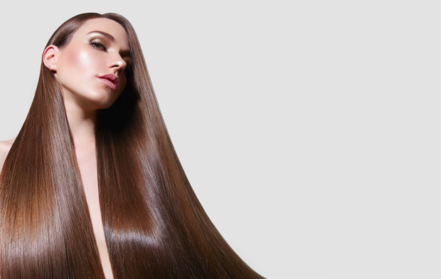Very long, straight silky hair. The girl with long hair. Keratin