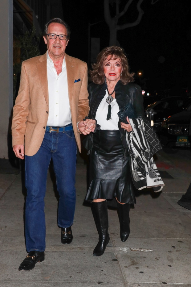 *EXCLUSIVE* Joan Collins makes yet another fashion statement for dinner at Craig's