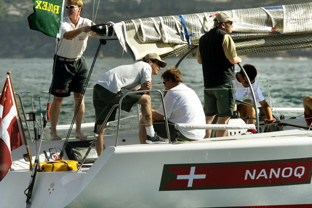 Prince Frederik of Denmark heads out of the Sydney Heads in preparation for the