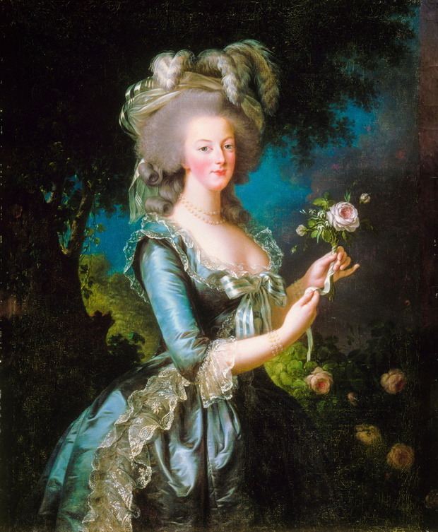 Marie-Antoinette with the Rose, portrait painting by Elisabeth Vigee Le Brun, 1783