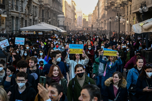 Protest in Italy against Russian attacks on Ukraine