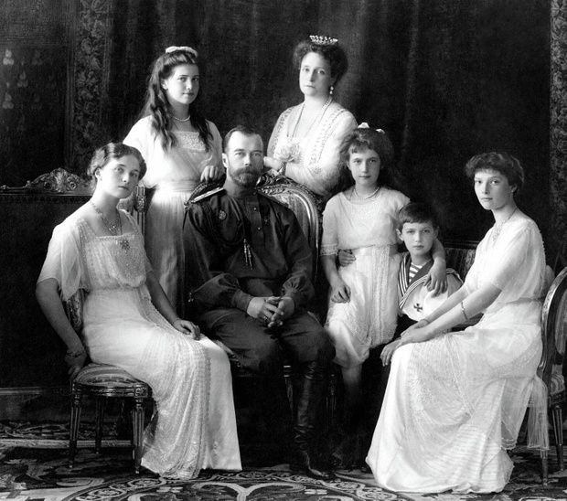 Clockwise from top: The Romanov family, Ivan Kharitonov, Alexei Trupp, Anna Demidova, Eugene Botkin