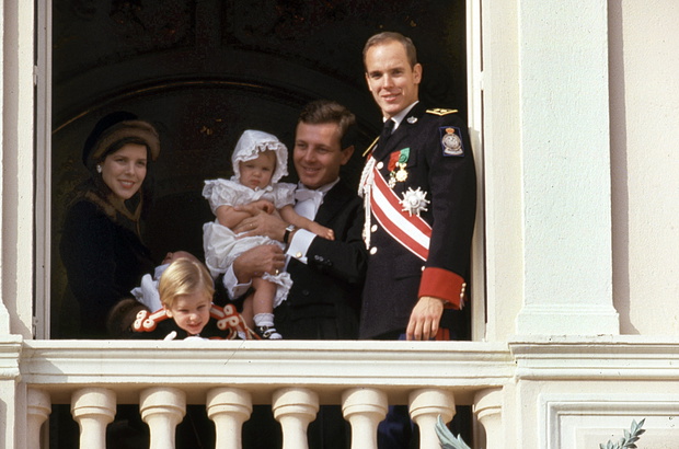 Royal Family of Monaco : L-R : Princess Caroline, her Son Andrea, her 2Nd Husband Stefano Casiraghi Who Is Carrying Their Daughter Charlotte and Prince Albert (Future Albert Ii), in November 1987 (photo)