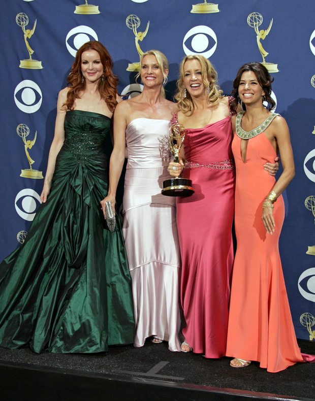 Cast members of ABC's hit show "Desperate Housewives", from left: Marcia Cross, Nicollette Sheridan,..
