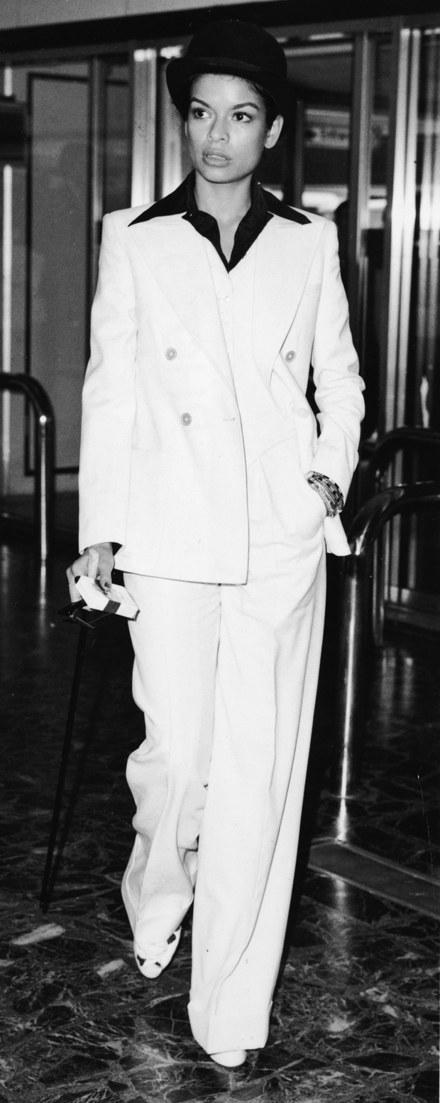 Bianca Jagger In 3-Piece Suit