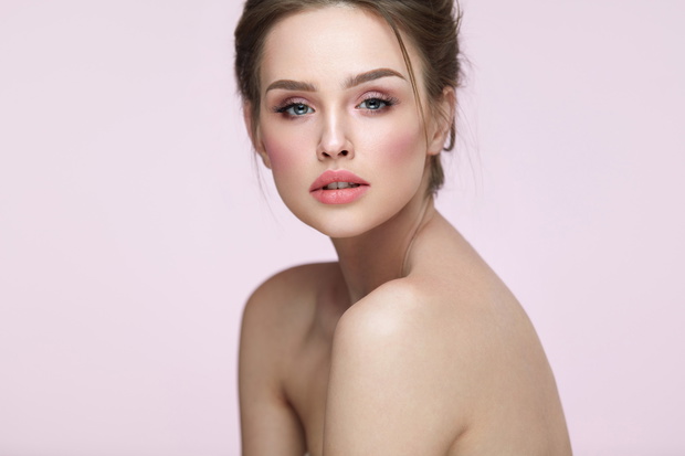 Beauty Woman Face. Beautiful Sexy Female With Makeup, Hairstyle