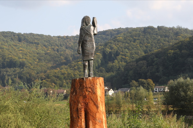 Burnt Melania Trump's sculpture unveiled in Slovenia