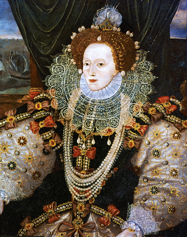 Elizabeth I (1533-1603) Queen of England and Ireland from 1558, last Tudor monarch. Version of the Armarda portrait attributed to George Gower c1588.