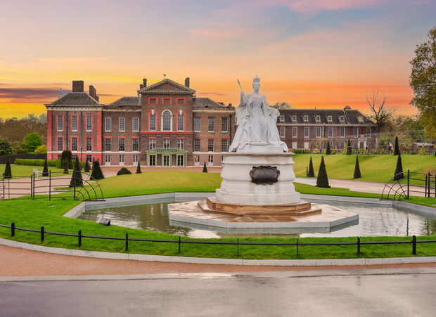 Kensington palace at sunset, London, UK