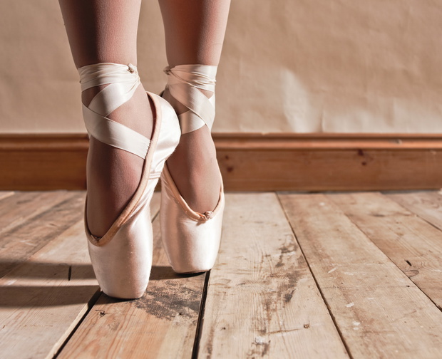 Ballet Shoes on Wooden Floor