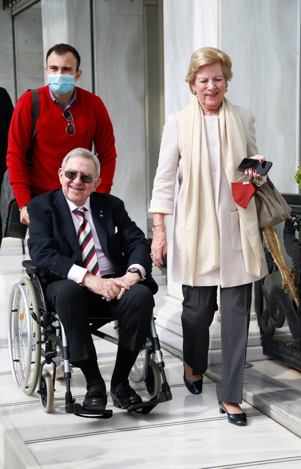 Guests At The Wedding Of Philippos Of Greece And Nina Flohr Leave The Hotel In Athens Where They Stayed.