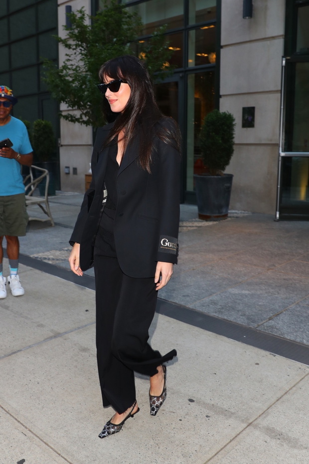 Dakota Johnson steps out in all black Gucci for dinner in the Big Apple