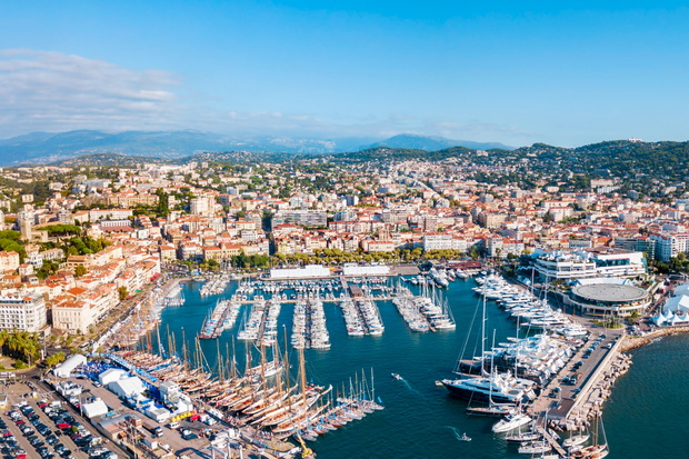 Cannes aerial panoramic view, France